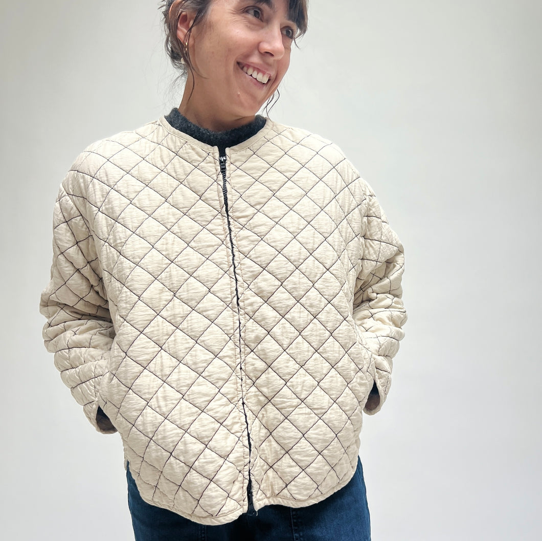 Cut Loose | Quilted Zip Jacket in Moonbeam