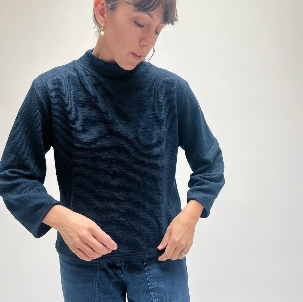 Cut Loose | Crimped Mock Neck Top in Etan