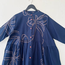 Load image into Gallery viewer, Mona Lisa | Button Front Dress in Dark Blue Pen Flower Print
