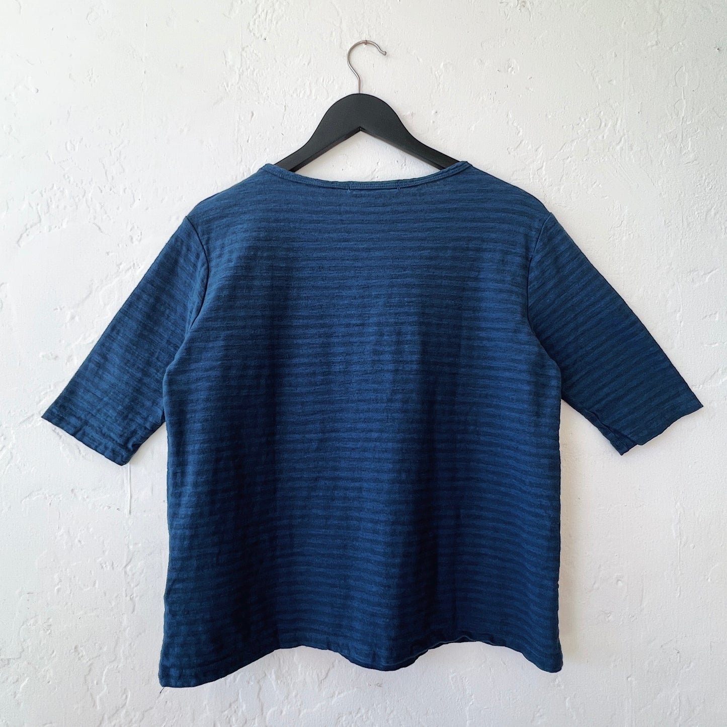 Elbow Sleeve Top in Naval Stripe