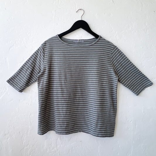 Elbow Sleeve Top in Overcast Stripe