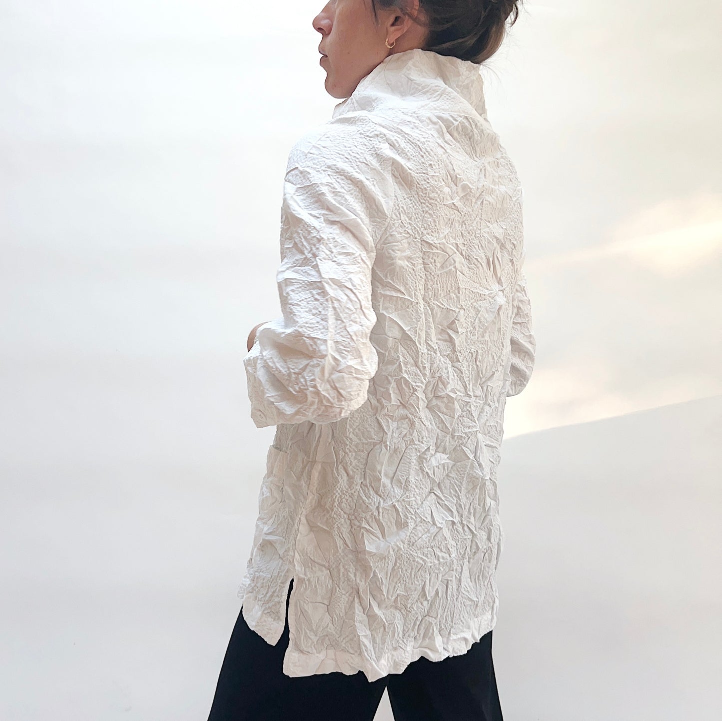 Crush Travel Scrunch Collar Jacket in White