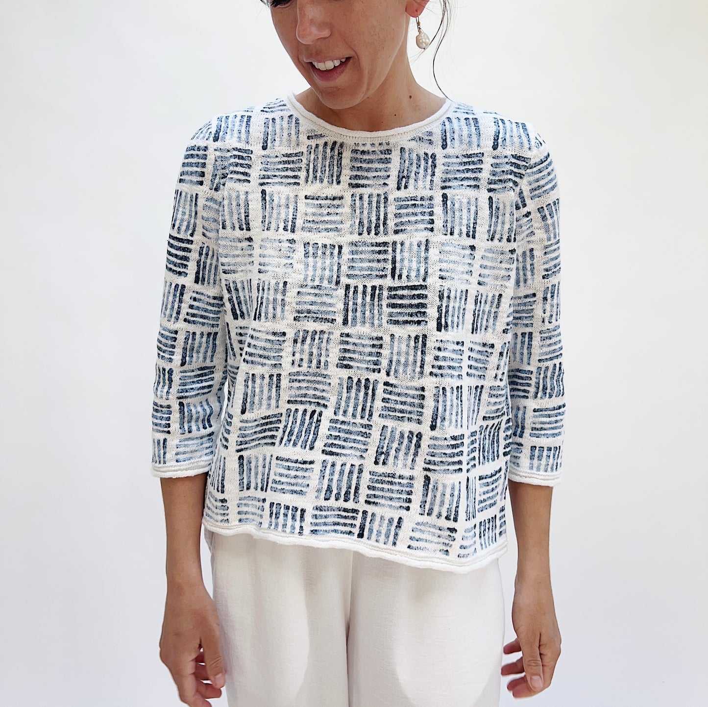 Softly Stamped Pullover in White