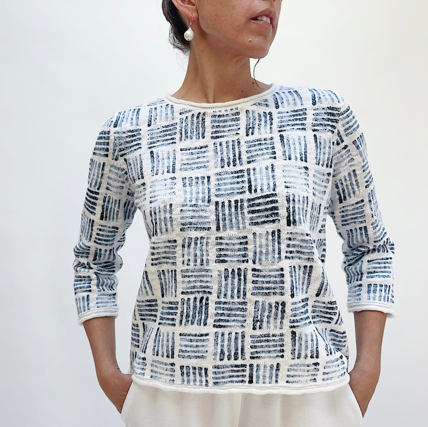 Softly Stamped Pullover in White