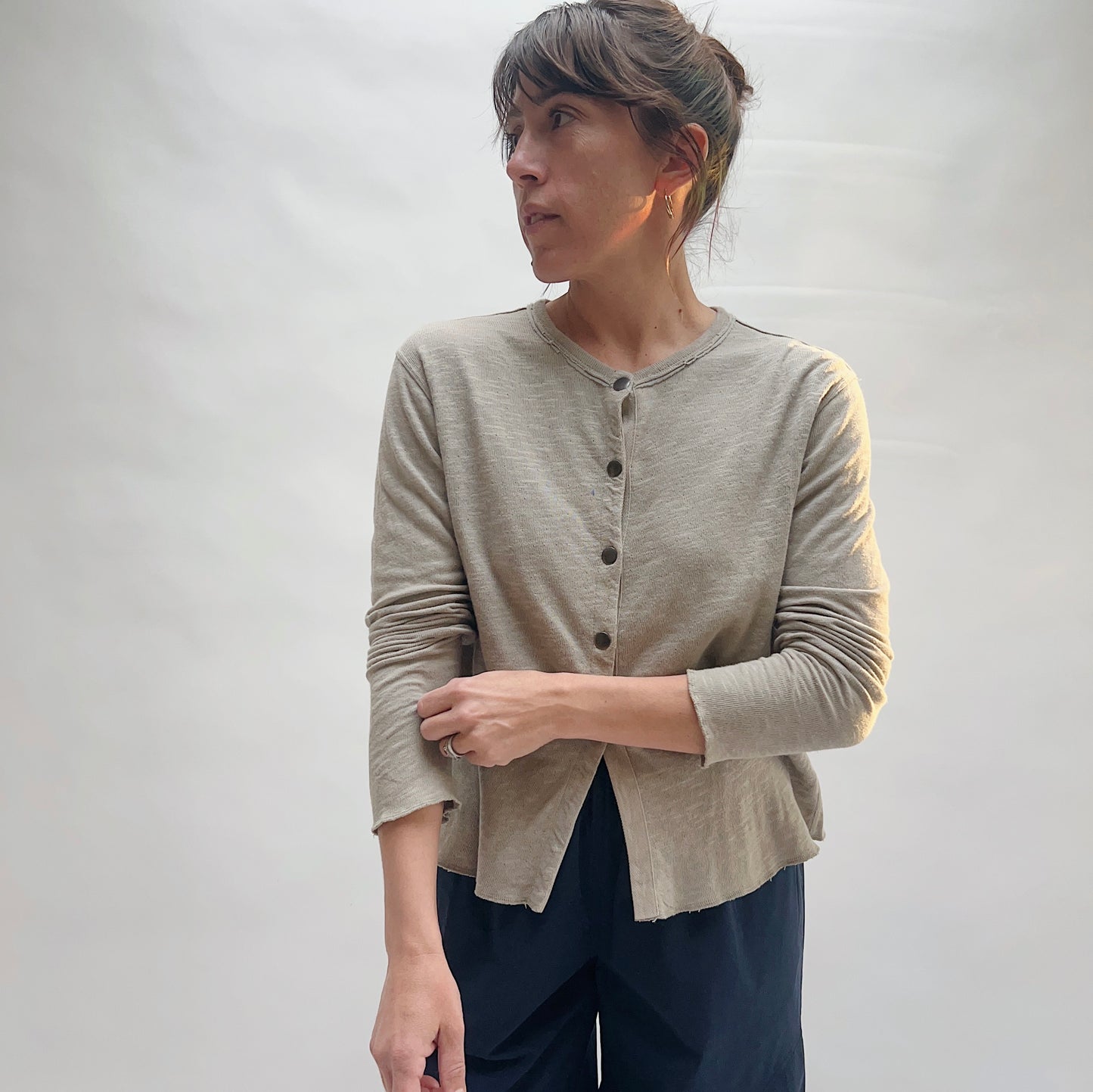 Snap Front Cardigan in Artichoke