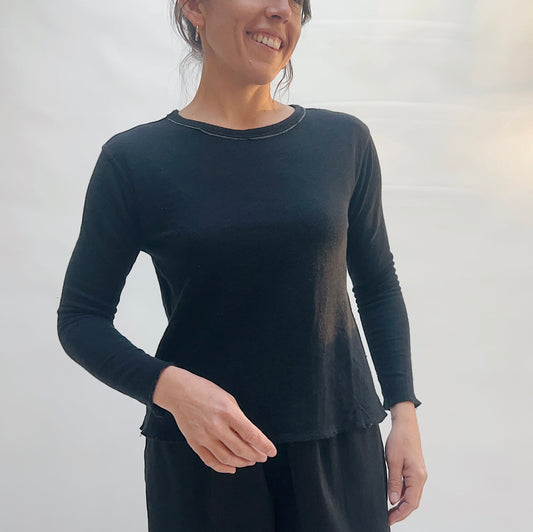 Double Cotton Layer Tee in Black