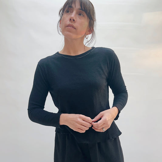 Double Cotton Layer Tee in Black