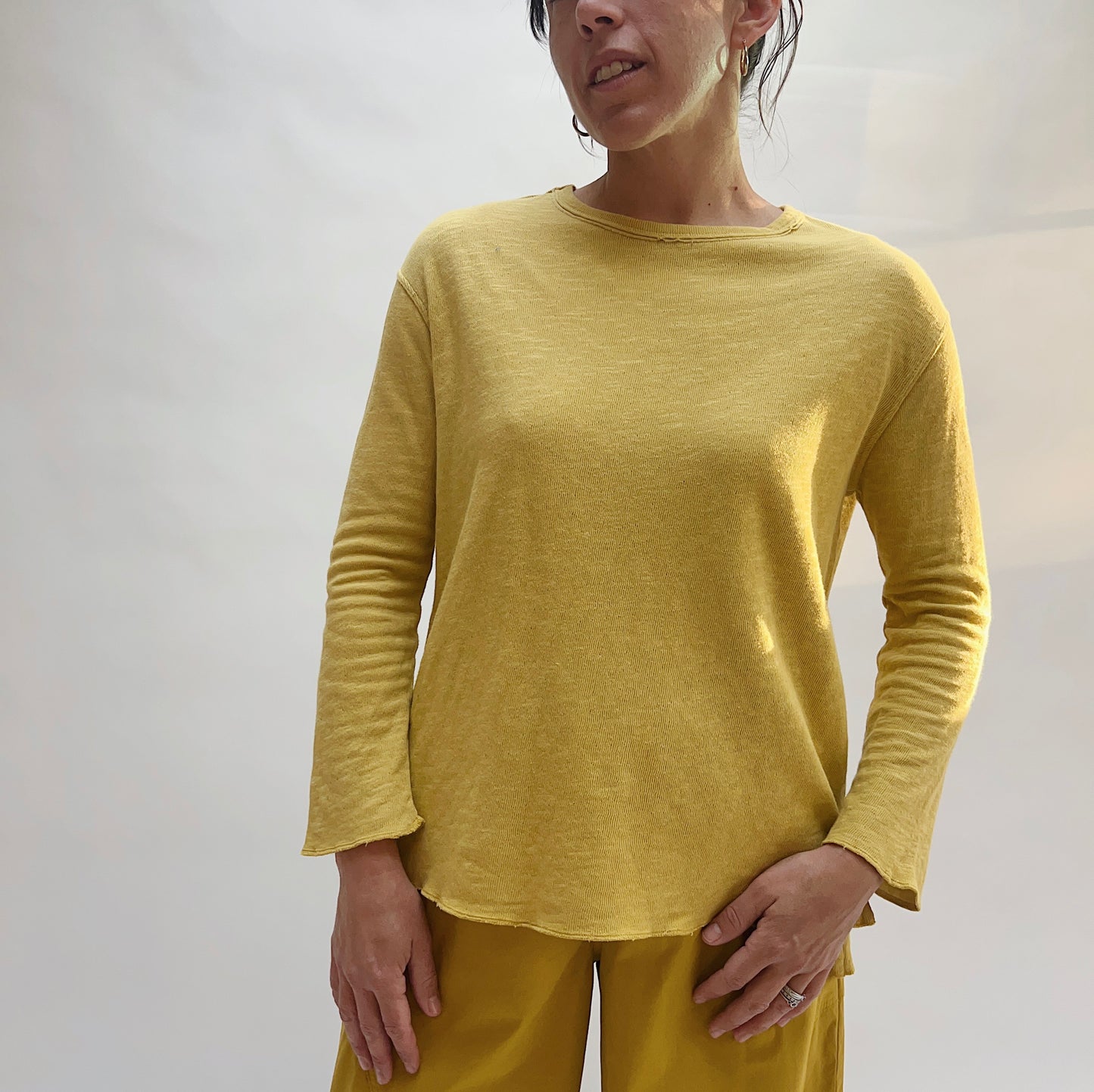 Long Sleeve Double Cotton Beach Tee in Sweet Lime