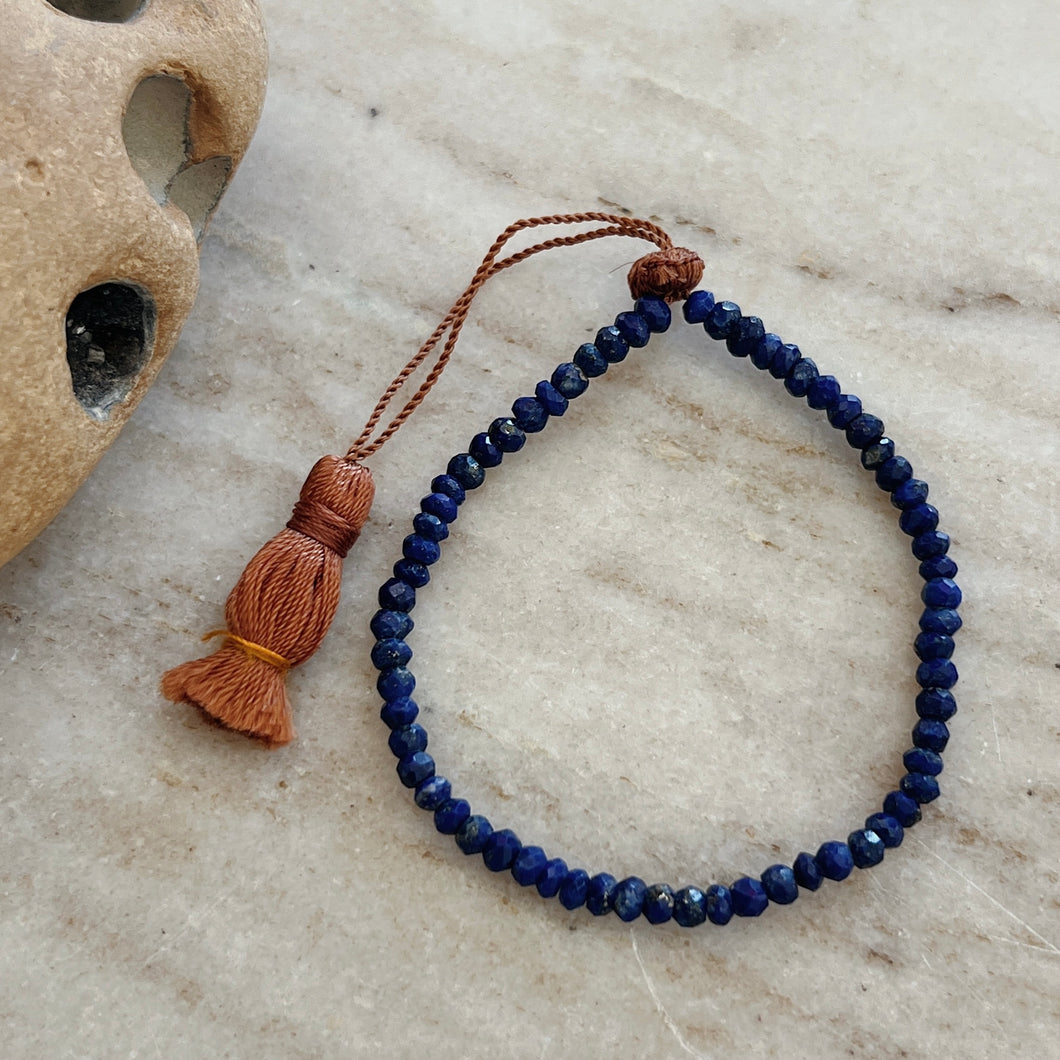 Lena Skadegard | Unknotted Medium Bead Lapis Tassel Bracelet