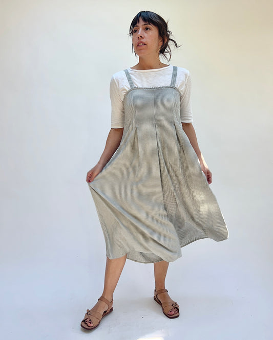 Crop Jumpsuit in Overcast Crinkle Mini Check