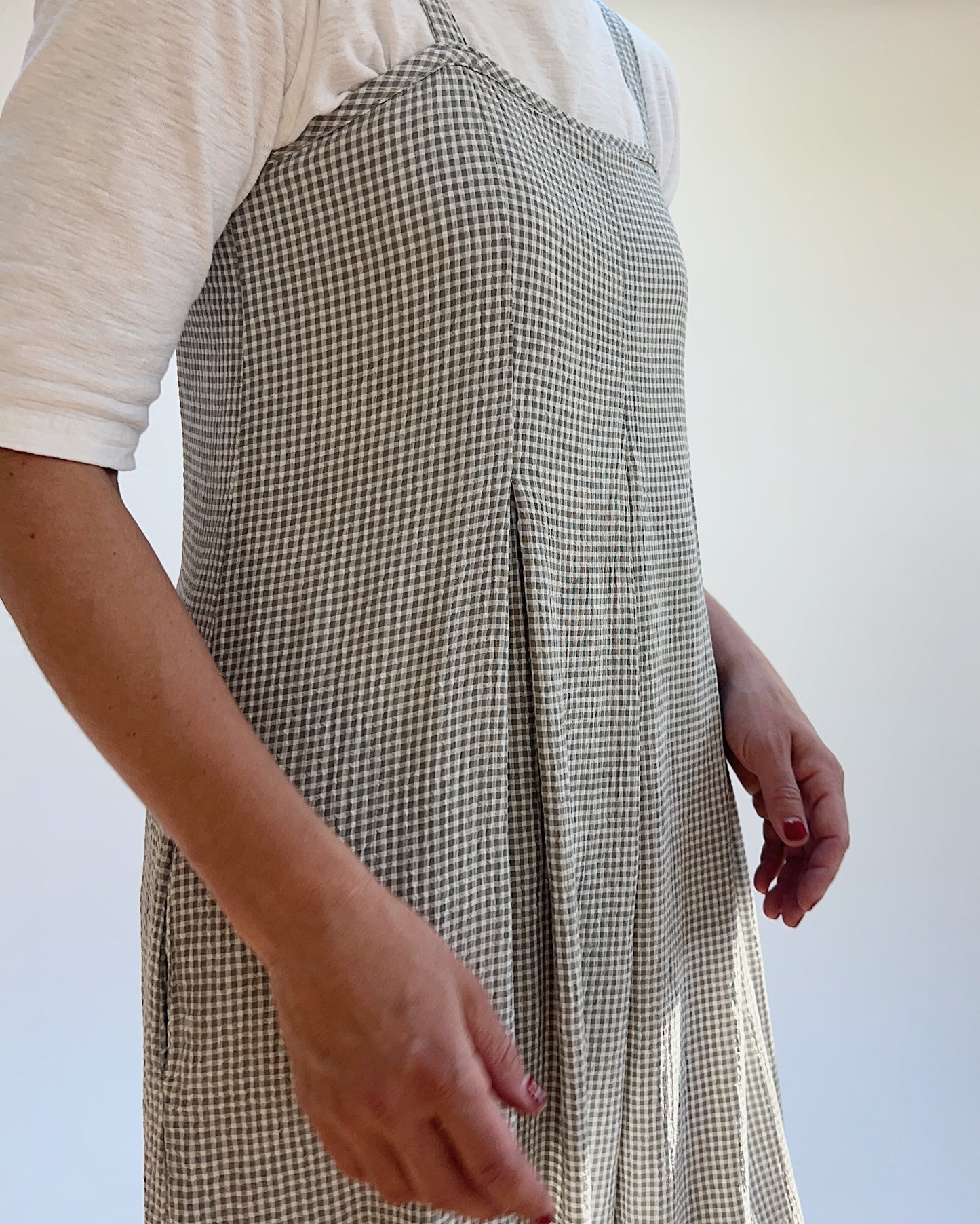 Crop Jumpsuit in Overcast Crinkle Mini Check