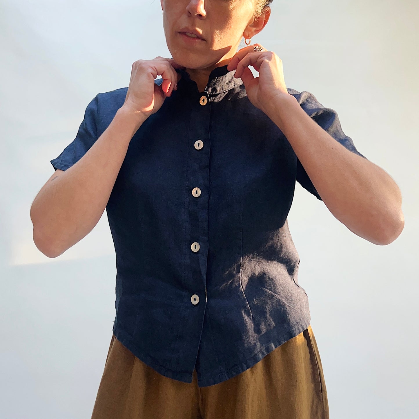 Short Sleeved Collared Button Down in Stargaze