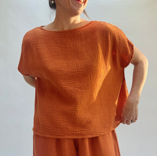 Cotton Gauze June Top in Koi