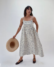 Load image into Gallery viewer, Injiri | Rasa Slip Dress in Indigo Gingham Appliqué
