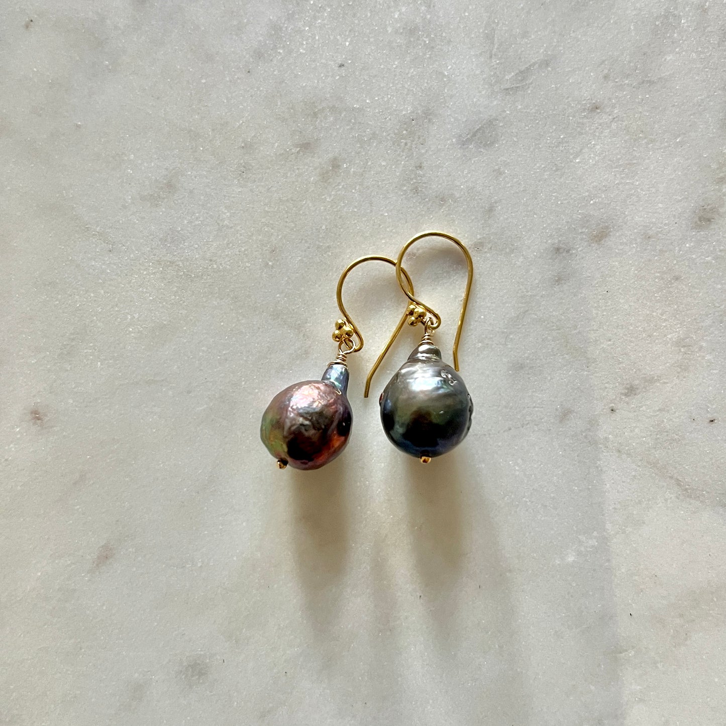 Iridescent Black Baroque Pearl Earrings