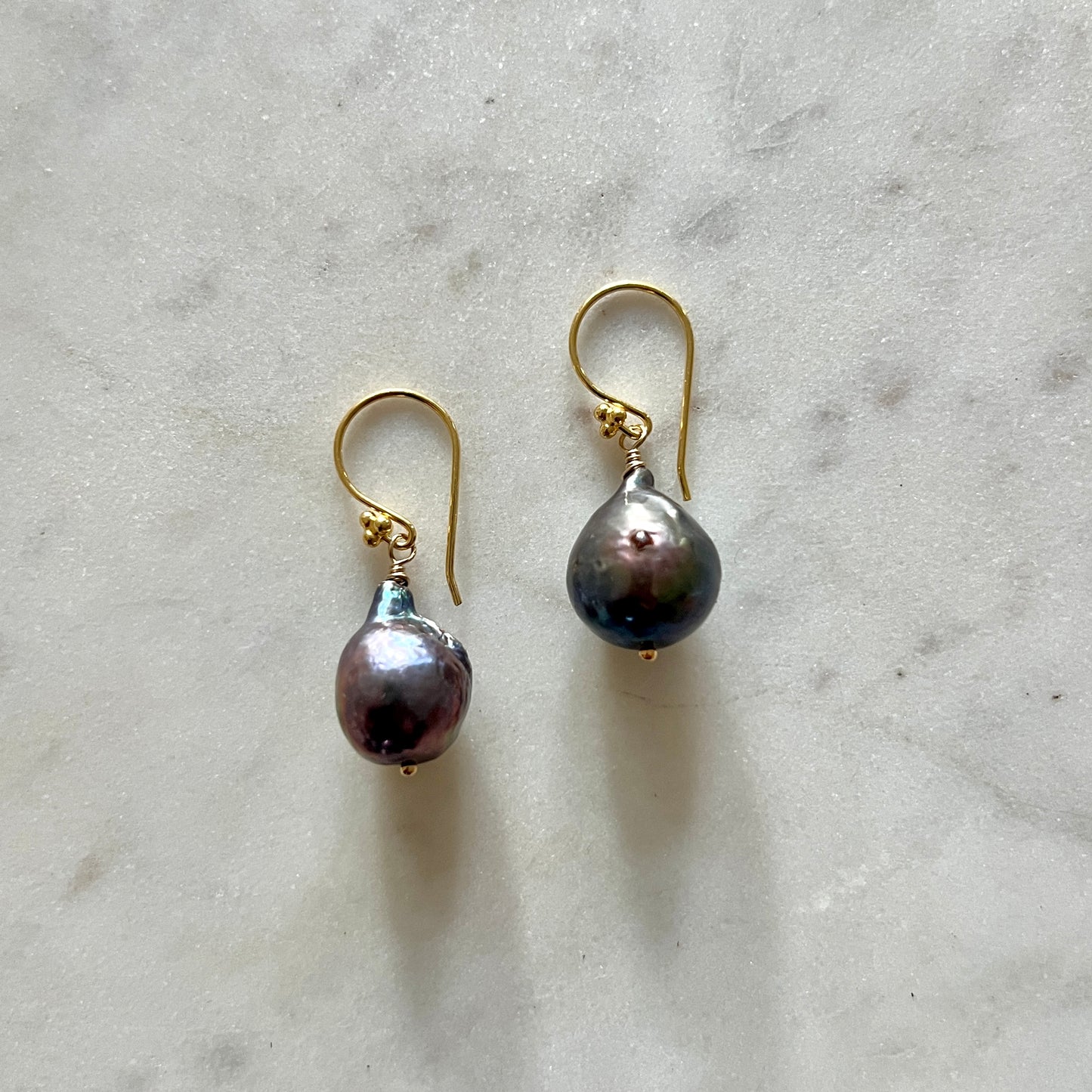Iridescent Black Baroque Pearl Earrings