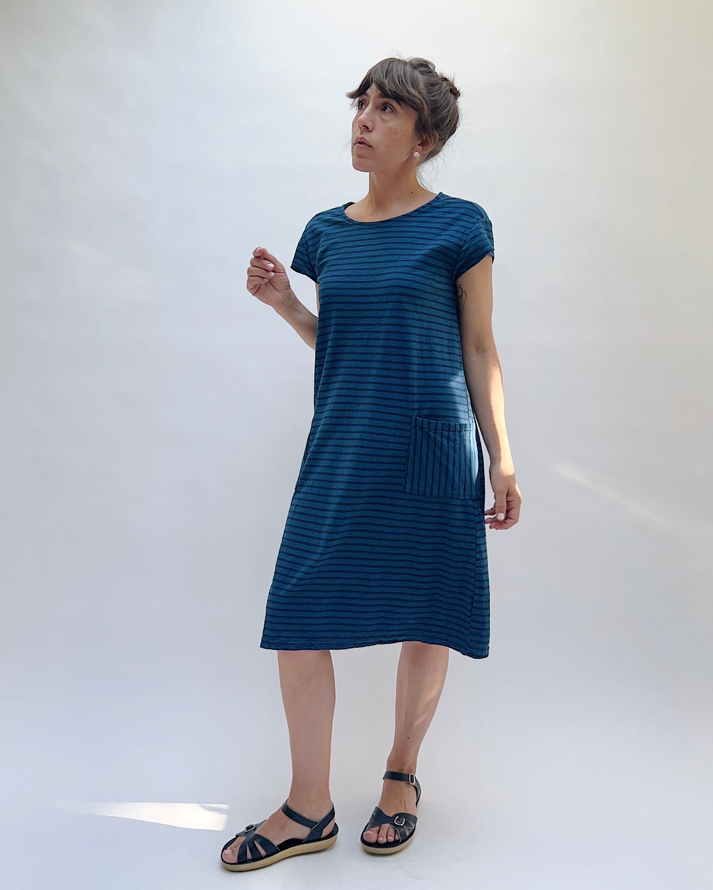 T-Shirt Dress in Naval & Navy Stripes