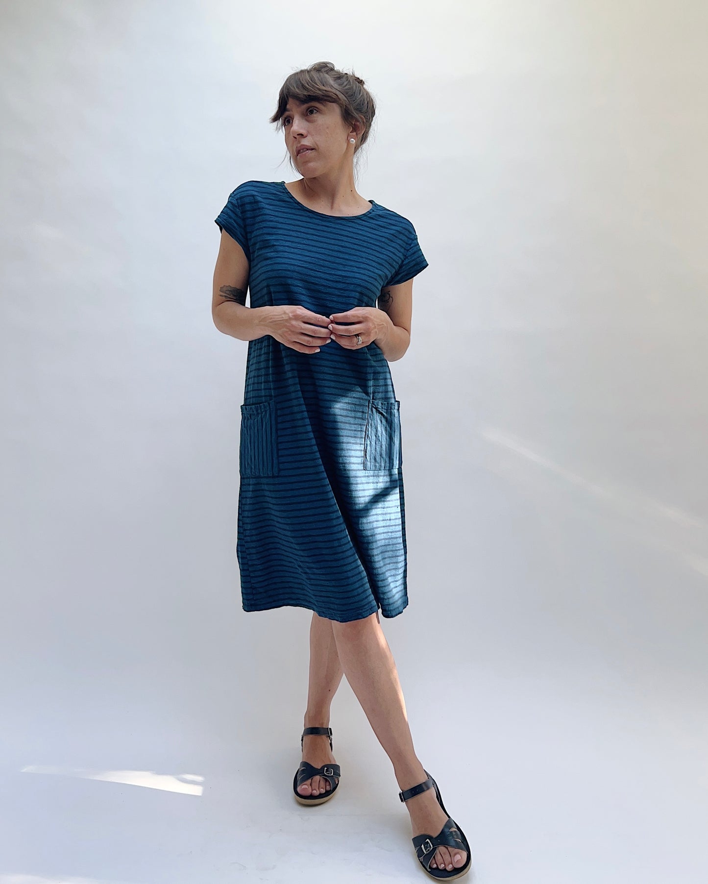 T-Shirt Dress in Naval & Navy Stripes