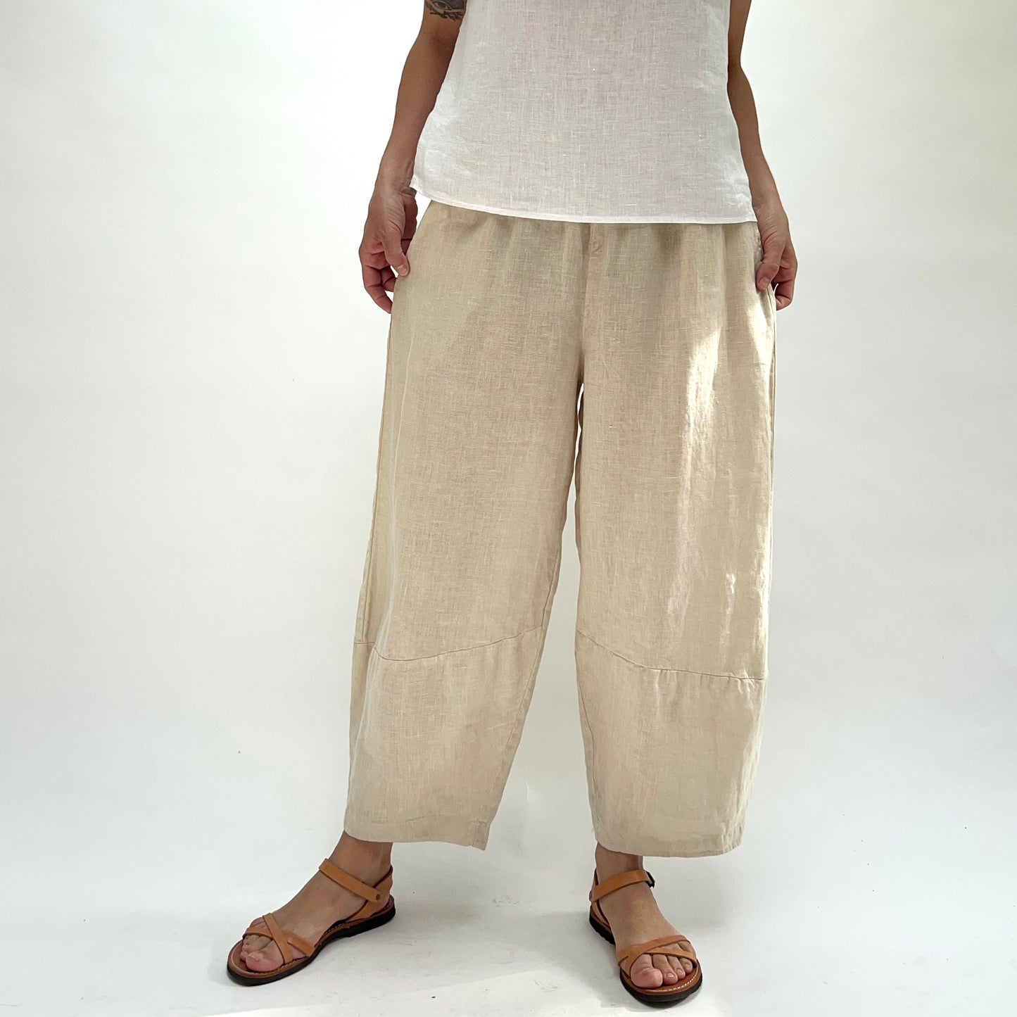 Hanky Linen Lantern Pant in Jicama