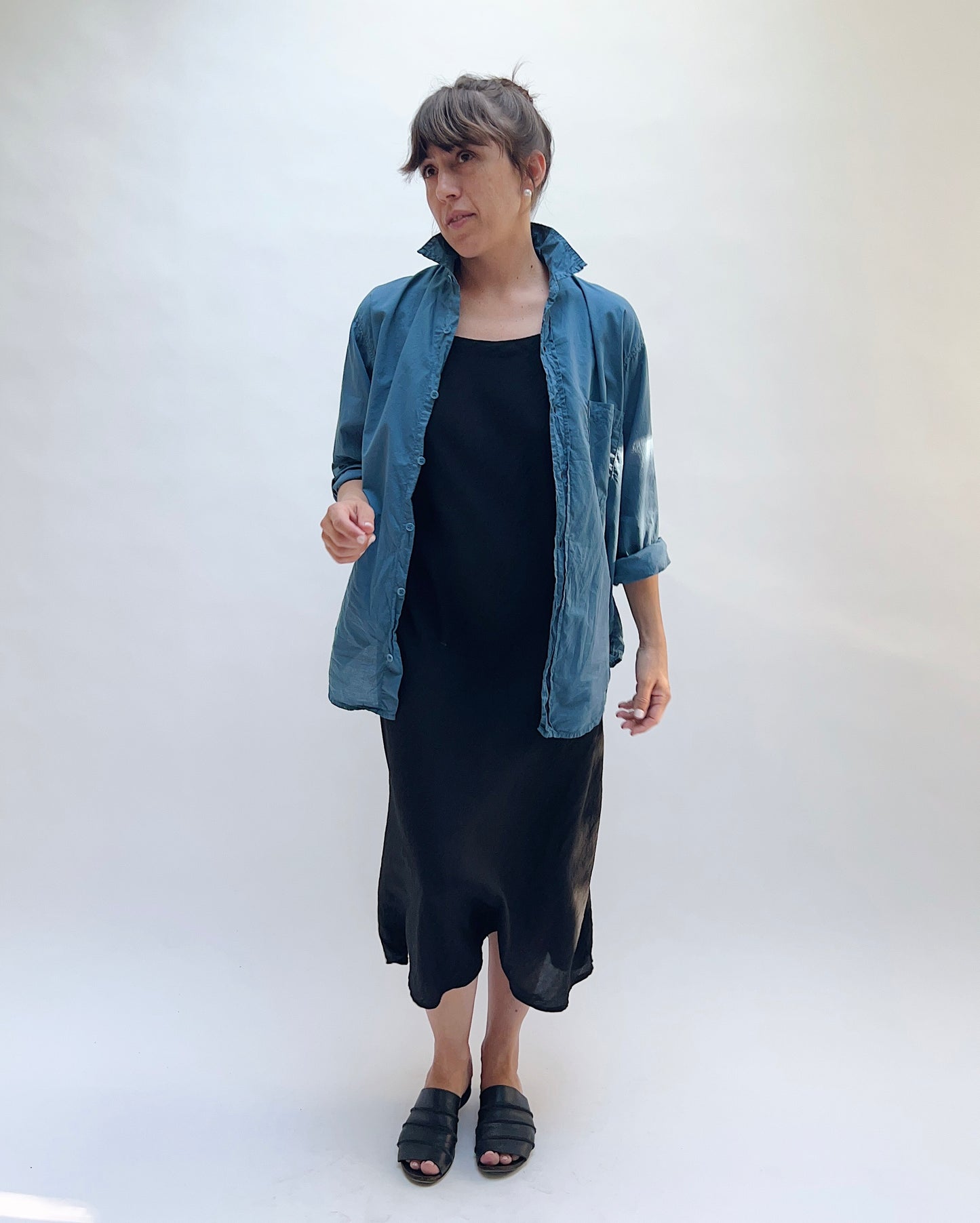 Parachute Bias Cami Dress in Black
