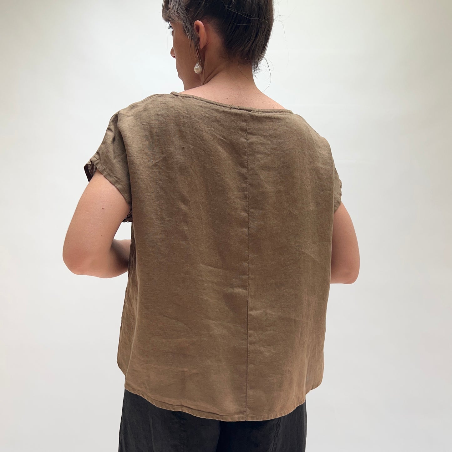 High Low Linen Tee in Coconut