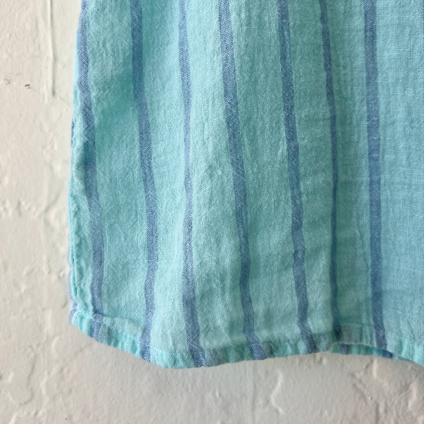 Striped Side Button Shell Tank in Fountain