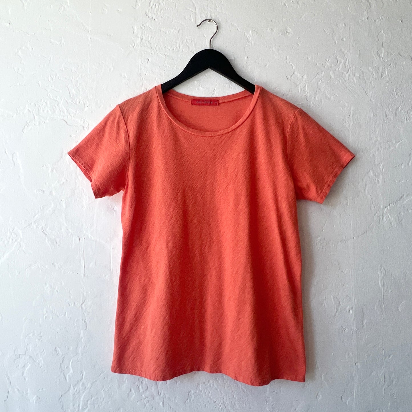 Short Sleeve Linen Jersey Bias Tee in Tabasco