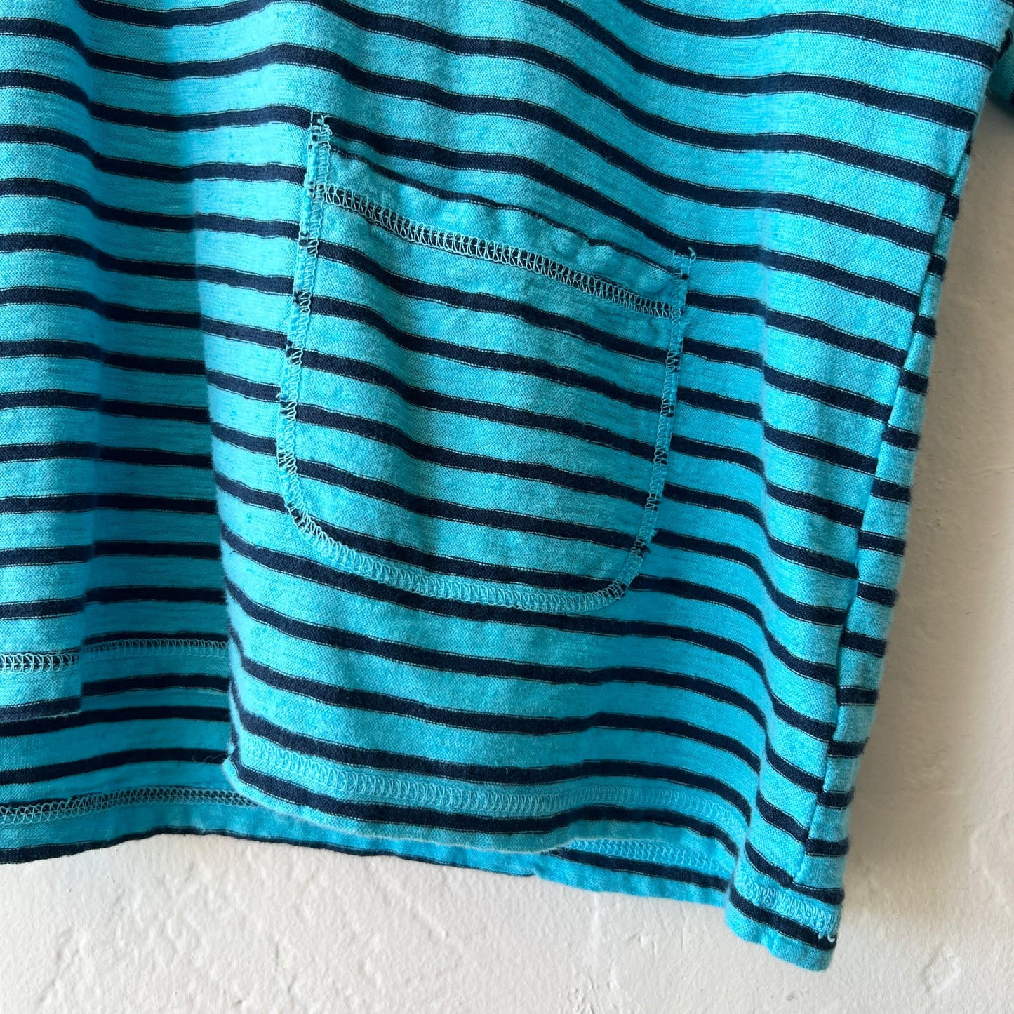 Boxy Pocket Tee in Atoll & Navy Stripe