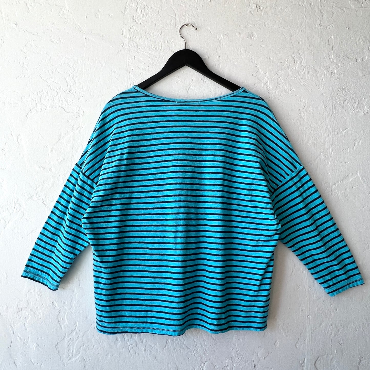 Boxy Pocket Tee in Atoll & Navy Stripe