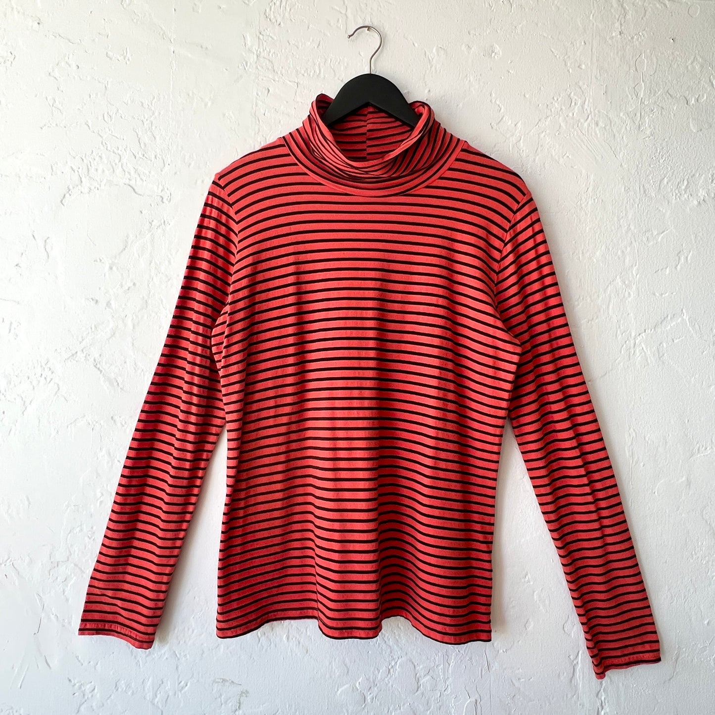 Long Sleeve Turtleneck in Navy & Roulette Stripes