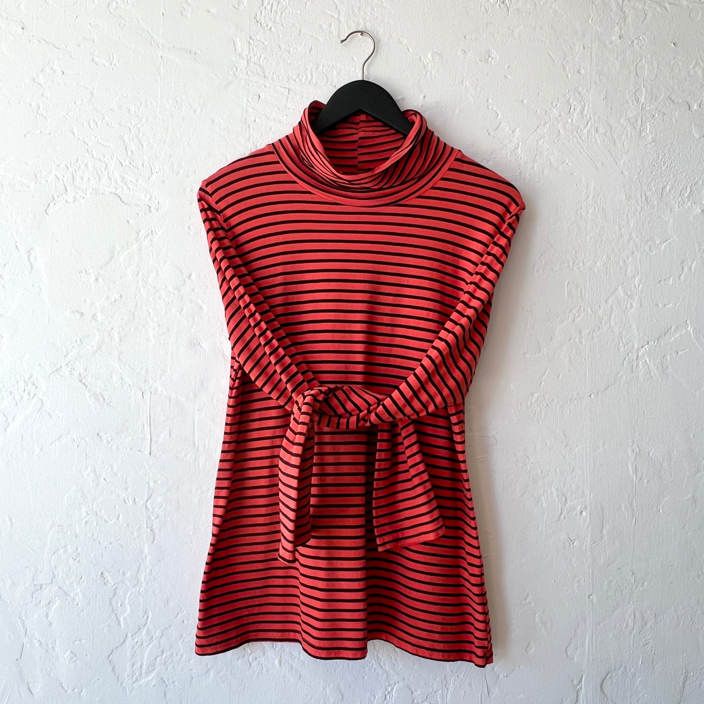 Long Sleeve Turtleneck in Navy & Roulette Stripes