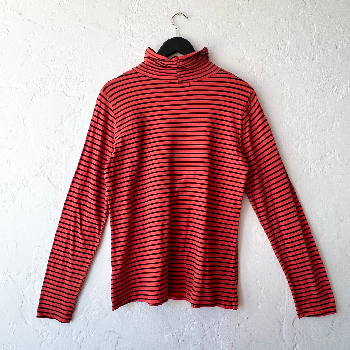 Long Sleeve Turtleneck in Navy & Roulette Stripes