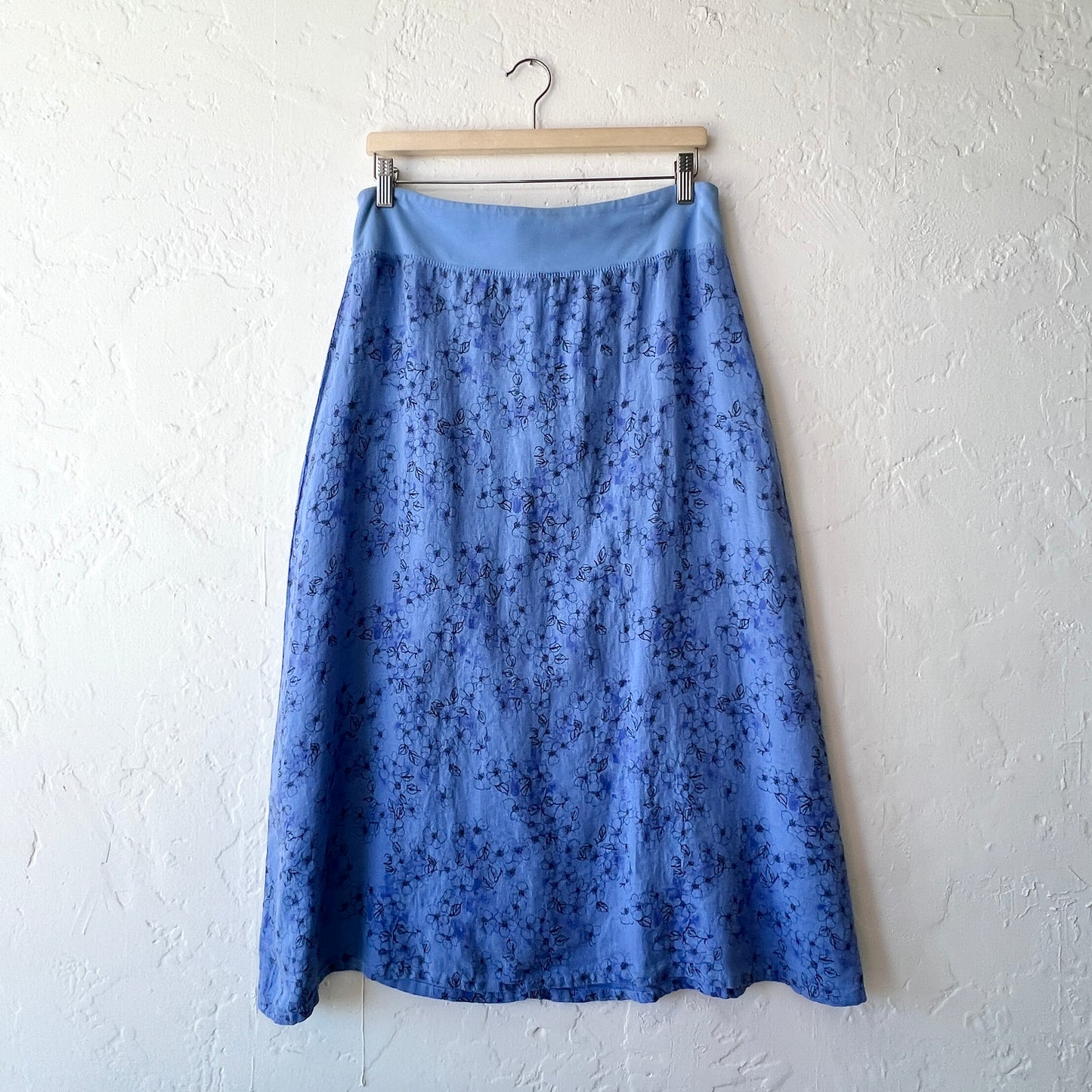 A-Line Linen Morning Glory Skirt in Forget Me Not