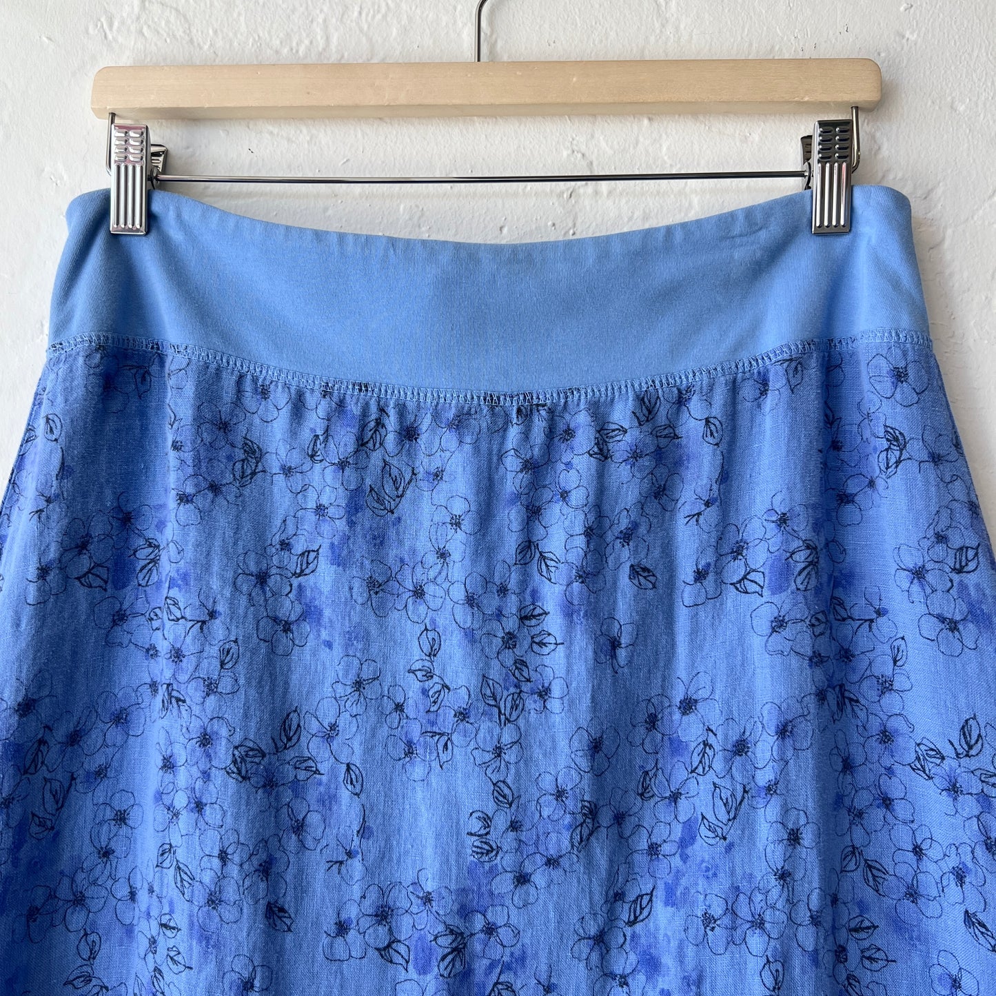 A-Line Linen Morning Glory Skirt in Forget Me Not