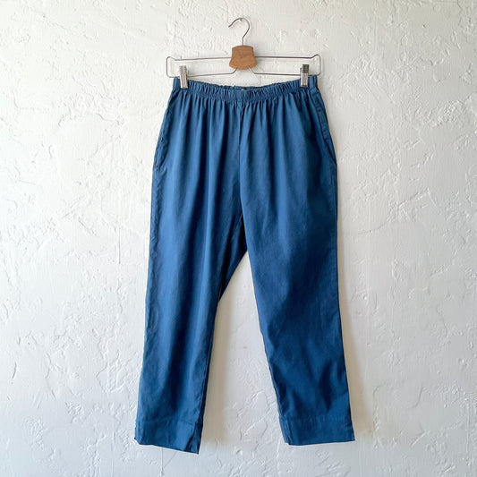 Linen/Tencel Taper Crop Pant in Naval