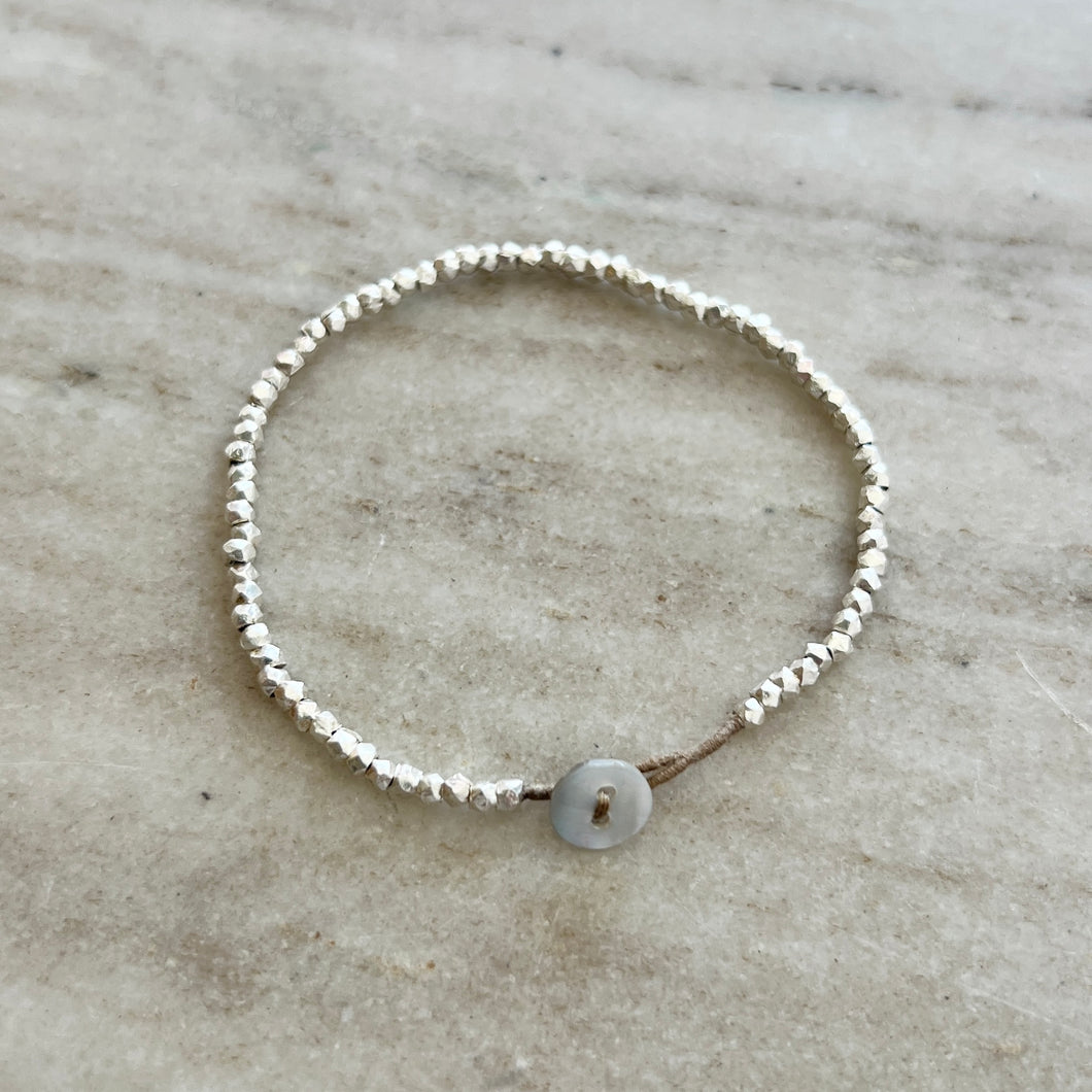 Lena Skadegard | Unknotted Faceted Silver Button Bracelet