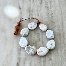 Load image into Gallery viewer, Lena Skadegard | White Oval Coin Pearl Bracelet
