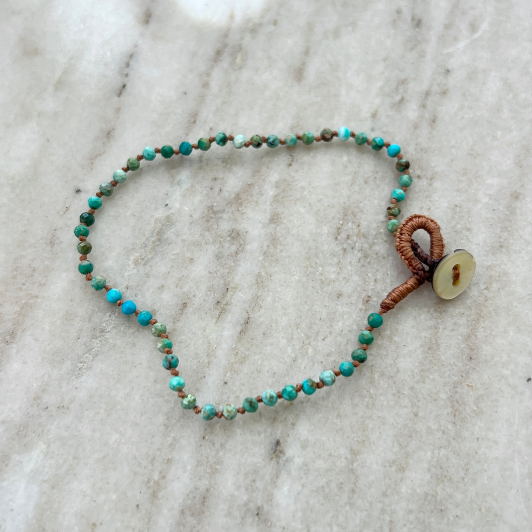 Lena Skadegard | Knotted Green Turquoise Button Bracelet
