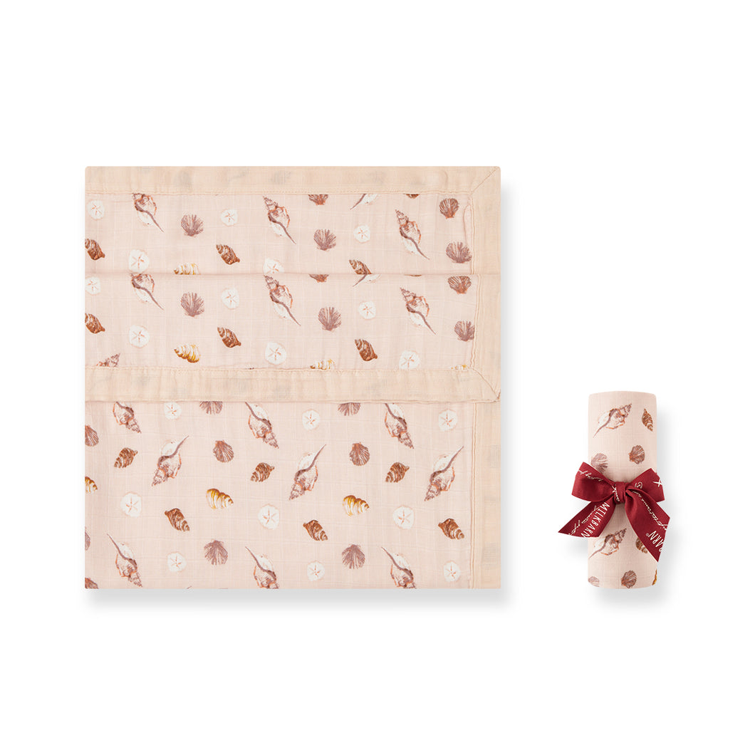 Milkbarn | Seashells Big Lovey Three-Layer Muslin Blanket