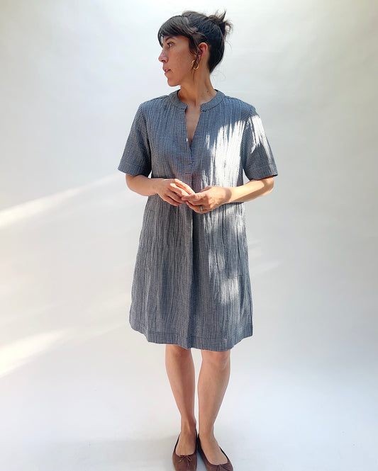 Wren Dress in Navy Check
