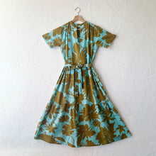 Load image into Gallery viewer, Alice Tie Waist Dress in Turquoise &amp; Olive
