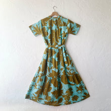 Load image into Gallery viewer, Alice Tie Waist Dress in Turquoise &amp; Olive
