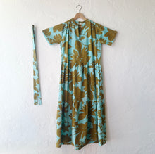 Load image into Gallery viewer, Alice Tie Waist Dress in Turquoise &amp; Olive
