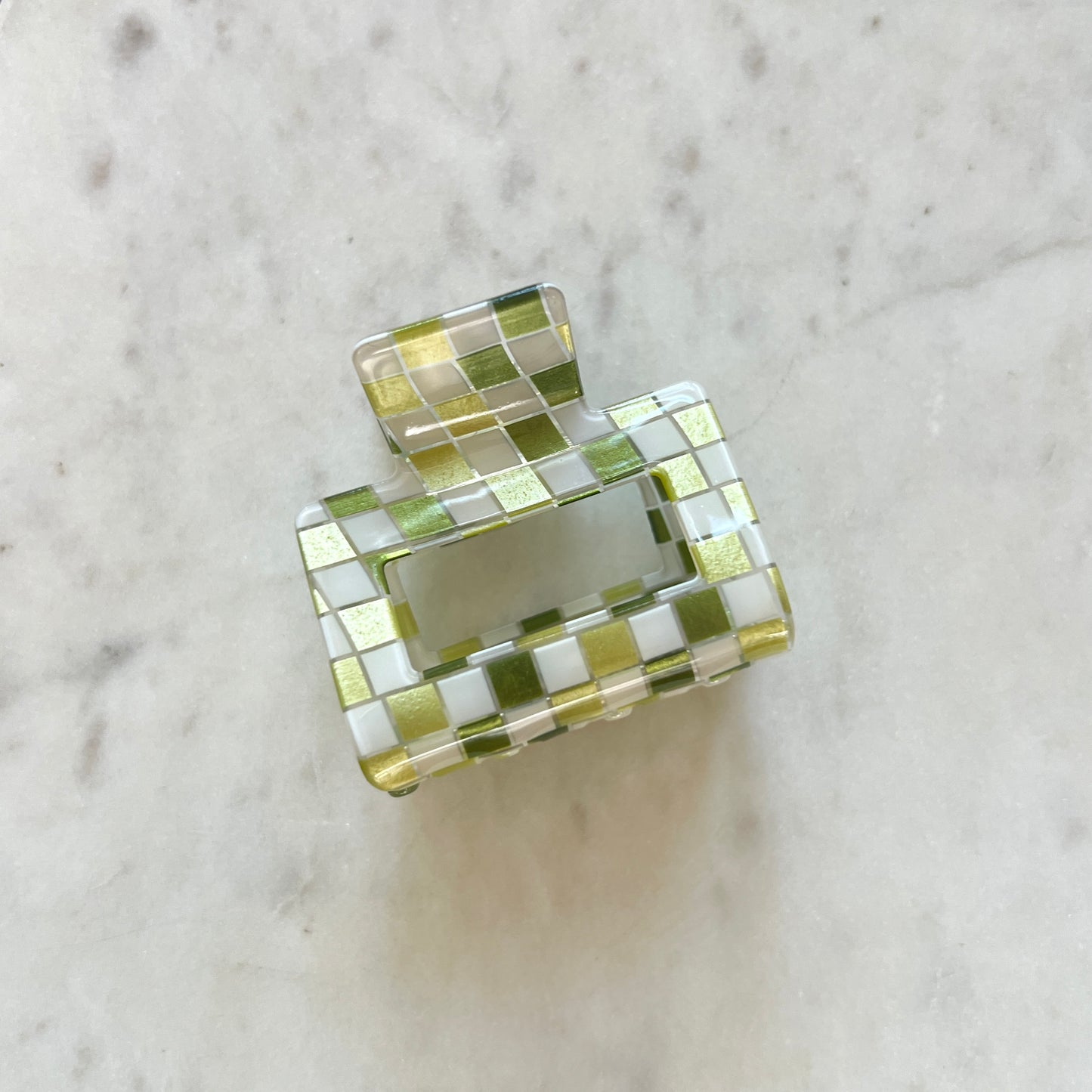 Green Checker Hair Claw