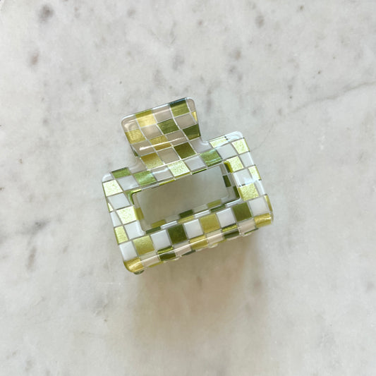 Green Checker Hair Claw