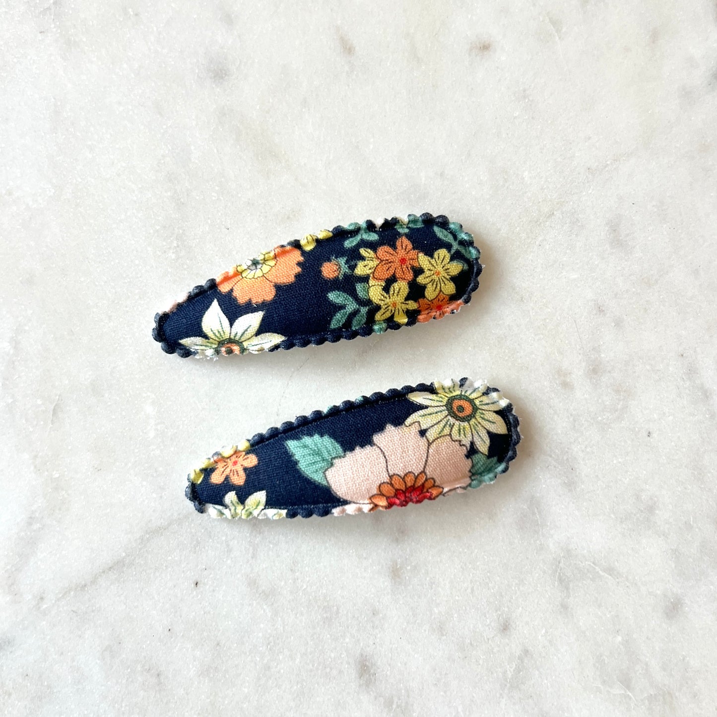 Navy Floral Hair Clip Set