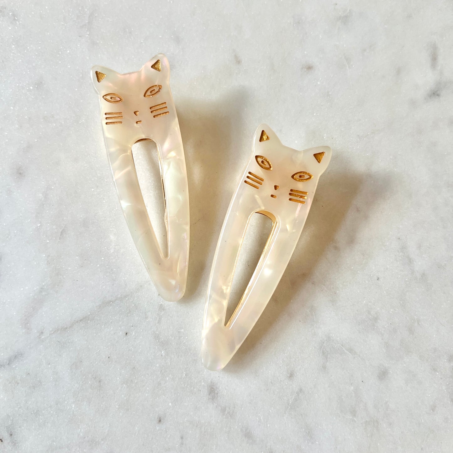 Cat Duo Clips in White Pearl