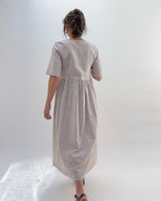 Load image into Gallery viewer, Yuvita | Front Pocket Dress in Oatmeal Pinstripe
