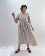 Load image into Gallery viewer, Yuvita | Front Pocket Dress in Oatmeal Pinstripe
