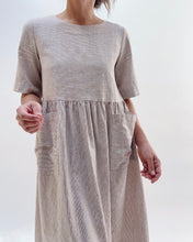 Load image into Gallery viewer, Yuvita | Front Pocket Dress in Oatmeal Pinstripe
